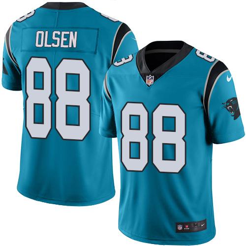 Nike Panthers #88 Greg Olsen Blue Men's Stitched NFL Limited Rush Jersey - Click Image to Close